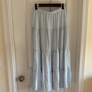 Brandy Melville light blue floral tiered maxi skirt.